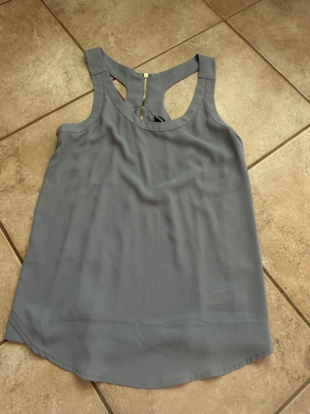 Express Gray Racerback Camisole with Gold Back Zip